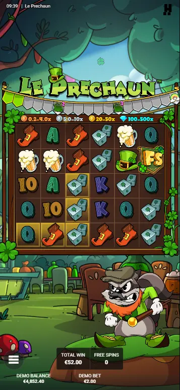 Arc Adventure Freispiele-Bonus in Le Prechaun mit teilweise gefüllter Lucky Charm Bar auf Level 2